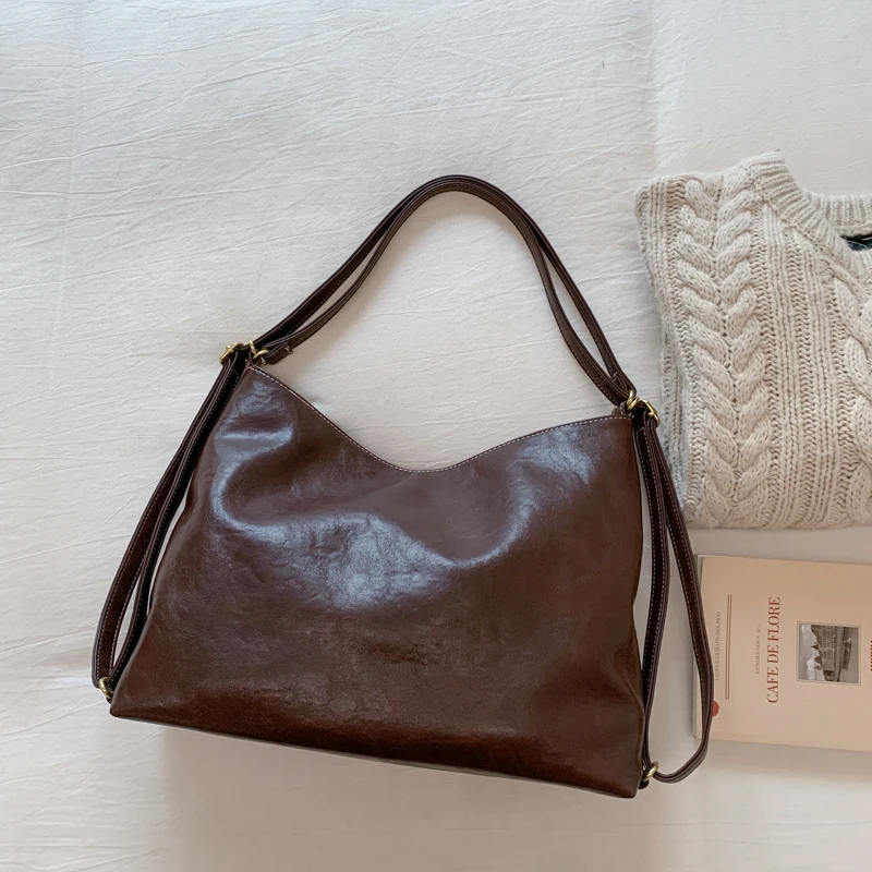 Schwarze Umhängetasche mit Münzbörse, hochwertige Umhängetasche aus weichem Leder, braune Handtasche, Designer-Eimer-Umhängetasche, Tragetaschen für den Pendelverkehr – Detail 19
