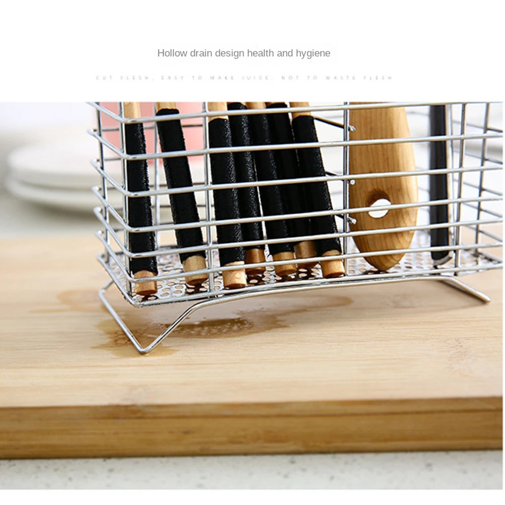 Metal Hanging Cutlery Holder Drainer Spoon Fork Chopsticks Storage Basket Rack Kitchen Tool Organizer Tableware Tube Jy25 20 3