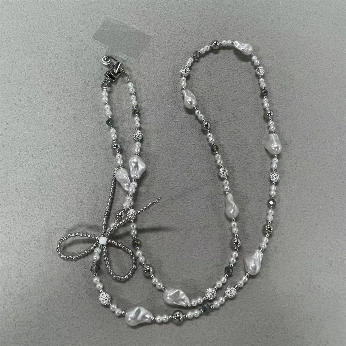 Elegant Pearl Bow Beaded Crossbody Chain Phone Case Pendant