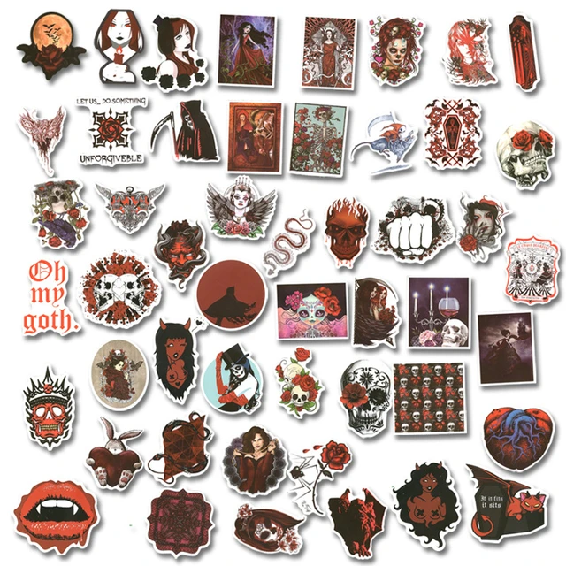 50PCS Goth Stickers Pack Scrapbooking Skull Stickers Ghost bride Gothic  Vinyl Sticker Pack for Adults - AliExpress