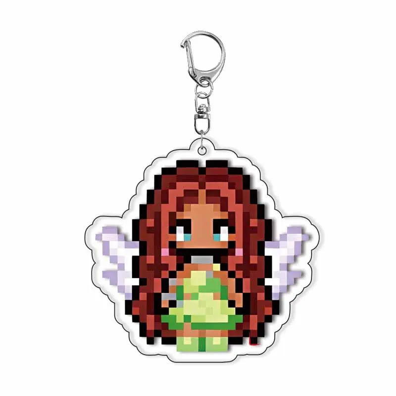 Cartoon Pixel Fairy Keychains for Accessories Bag Stella Musa Tecna Magical Girl Keyrings Winx Club Jewelry Magic Fairies Gifts