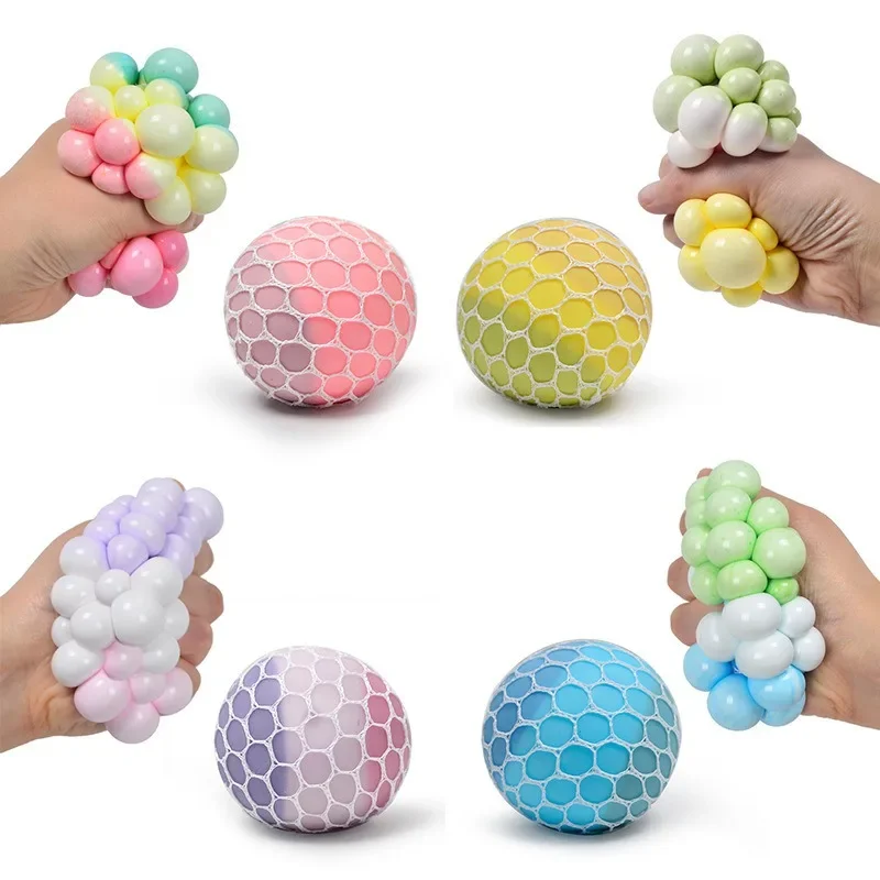 Stress relief toys 2Pcs 6CM Color Random TPR Soft Rubber Squeeze Balls Flour Grape Balls Stress Relief Squeeze & Release Toys