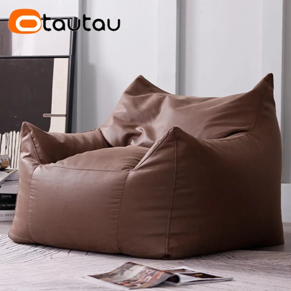 Luxury Single Lazy Sofa Cover Faux Suede Leather Bean Bag Sac Pouf