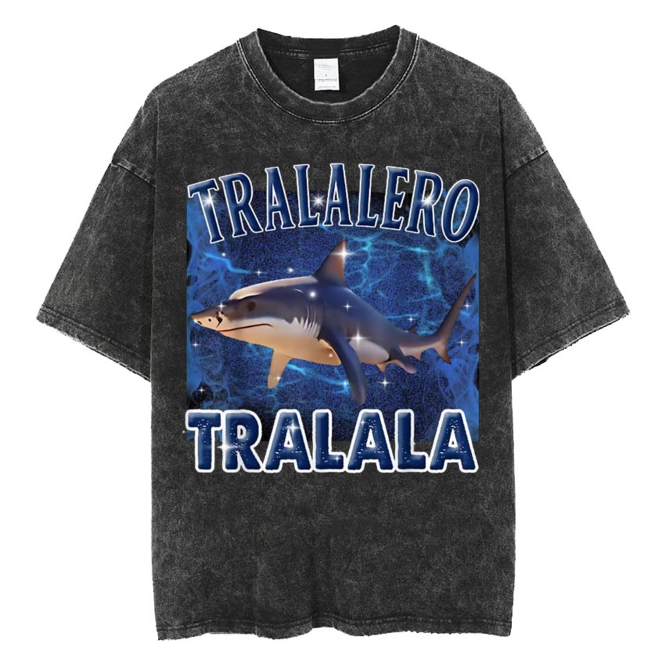 New Bombardino Crocodile Funny Reptile Women T-shirts Women Hip Hop Vintage Washed T Shirt Casual 100% Cotton Oversized T-shirt