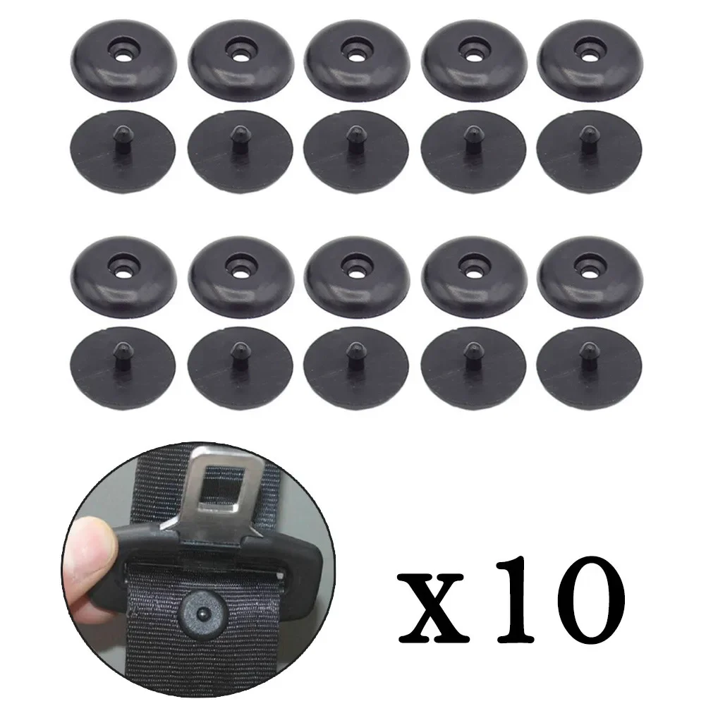 10pcs Car Seat Belt Button Clip Black Button Holder Stud Fastener Safety Car Seat Belt Buckle Retainer Fixing Clips