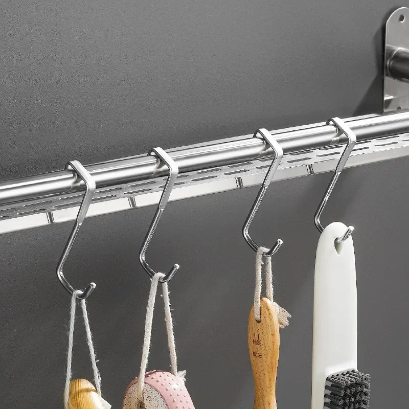 

Hanger Door Mounted Kitchen Cabinet Wall Coat Bathroom Over S-type The Racks Stainless Steel Hangers Hook Nail-free