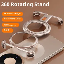 Eary Metal Phone Case with 360° Rotation Magnetic Kickstand and Shockproof Bumper for Huawei Mate 80 Pro Max (Gold)