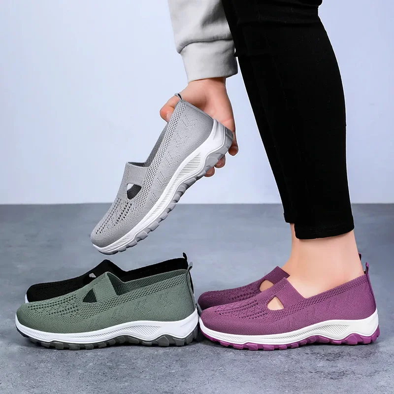 2025 popular upgraded version of Spring and Autumn women's shoes, knitted breathable upper, simple flat shoes work women's shoes 5