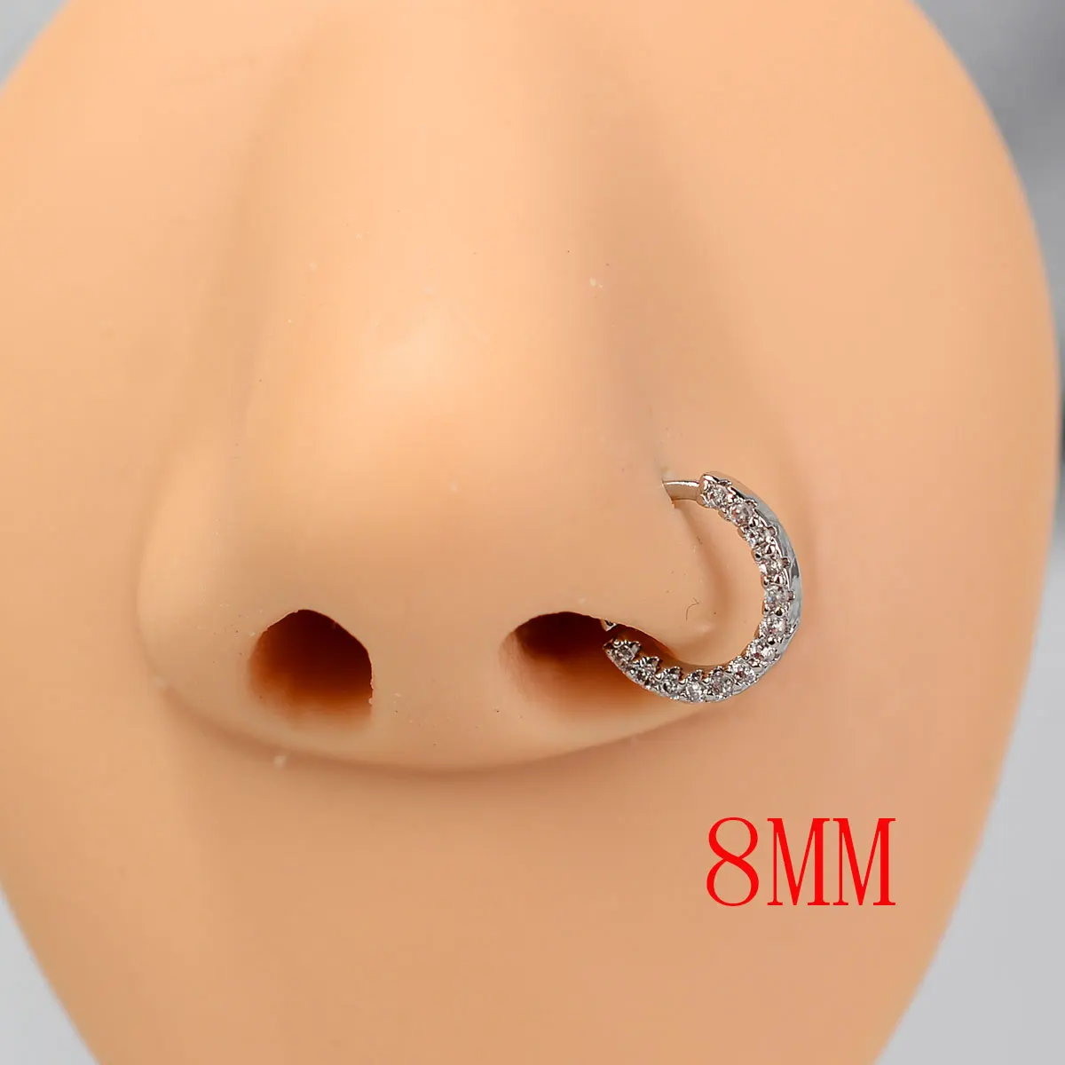 Crystal Zircon Nose Hoops Ring Studs Cartilage Tragus Daith Forward Helix Earrings Rope Septum Piercing Hinge Body Jewelry 1Pcs