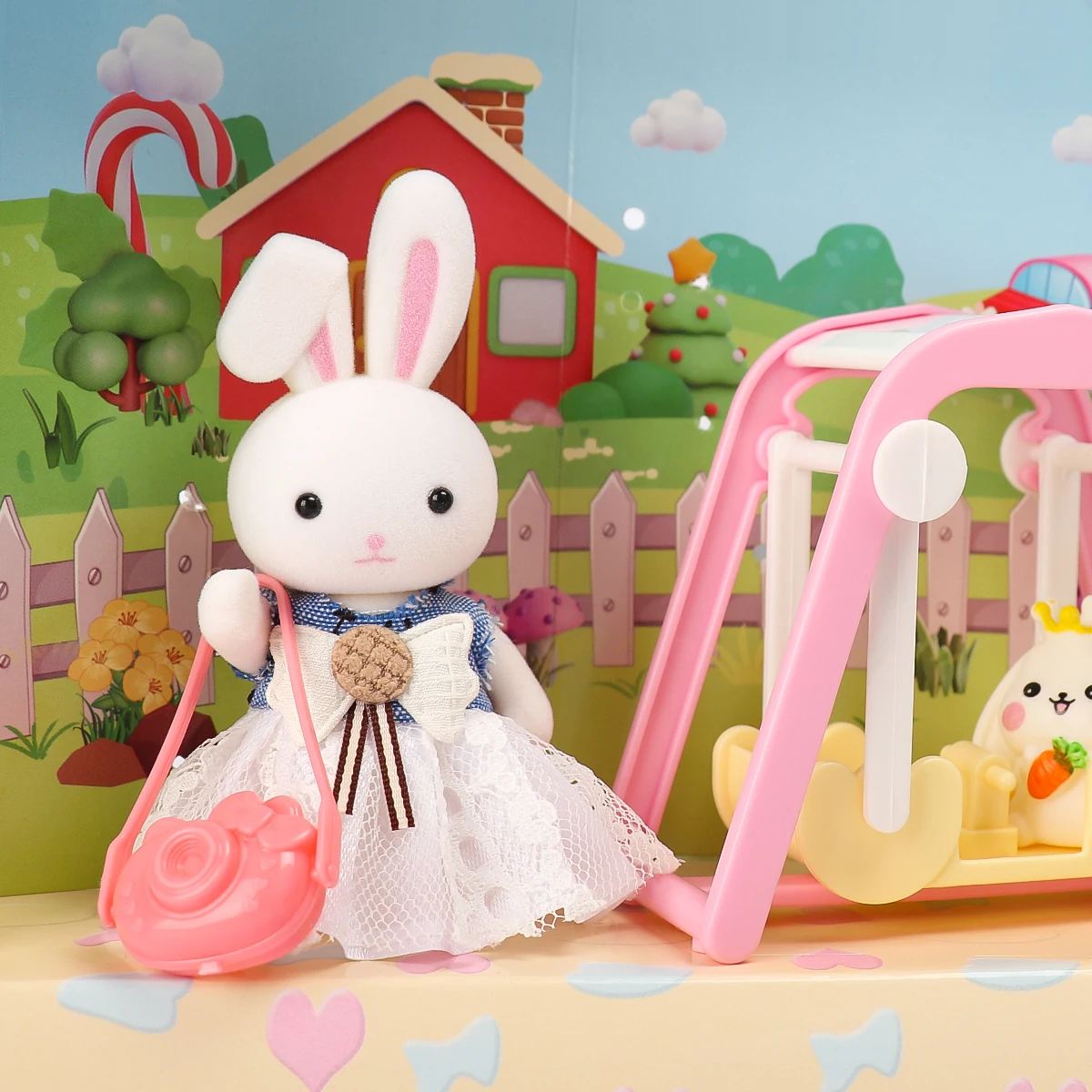 1 Set Baby Girls Pretend Play House Role-Play Toy Swing playground Bunny Rabbit Set Children Accessories House Play Toys