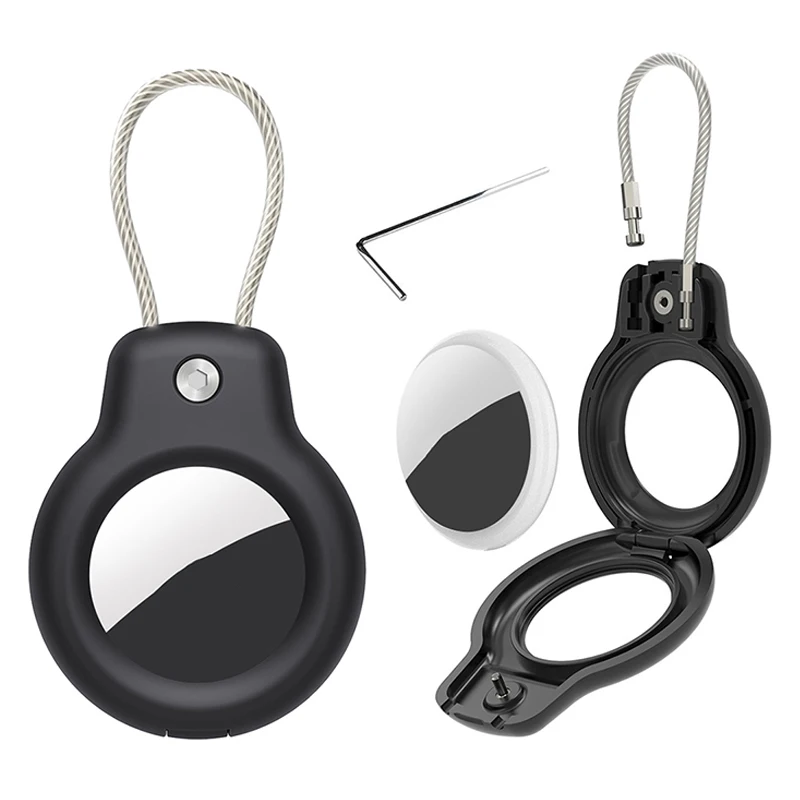 Stainless Steel Air Tag Keychain Holder Case with Anti Lost Tracker
