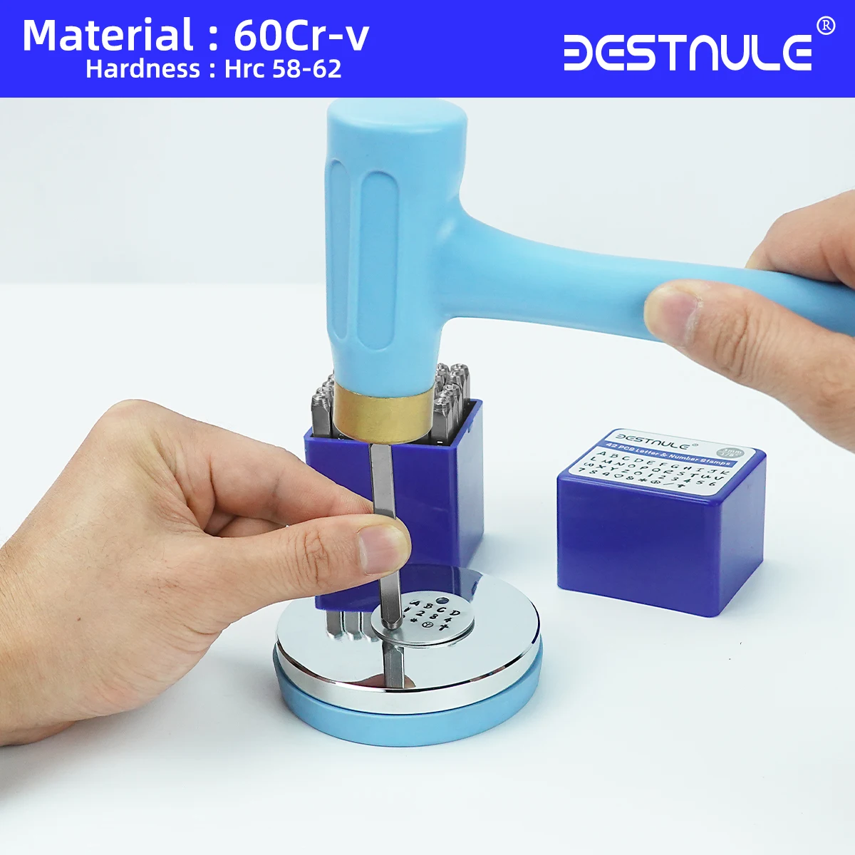 BESTNULE 금속 스탬핑 키트, 숫자 및 문자 스탬프 세트 (A-Z, 0-9 및 &,사랑 기호), 경화 탄소강, 42 개