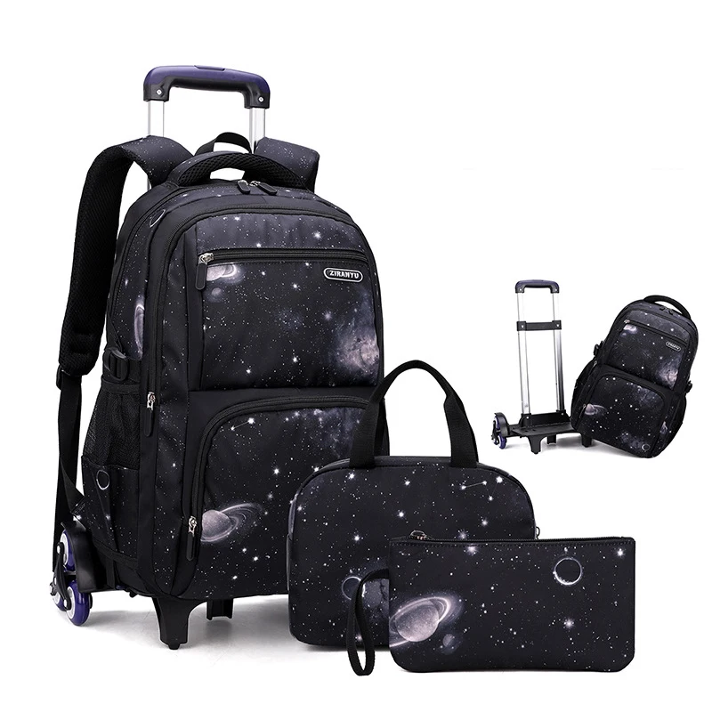 

School Bag With Wheels School Rolling Backpack Wheeled Bag Students Kids Trolley Bags For Boys Travel Luggage with Lunch Box