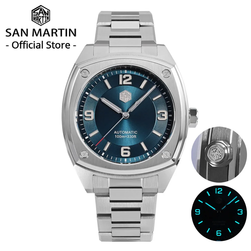 San Martin 39.5mm Original Design Square Sports Style High Quality Classic Luxury Men Mechanical Watches Sapphire 100m SN0026