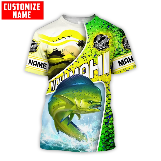 Custom name Mahi-mahi fishing scales 3D Printing Mens t shirt Summer  Fashion Unisex Short sleeve T-shirt Casual Tee tops TX243 - AliExpress