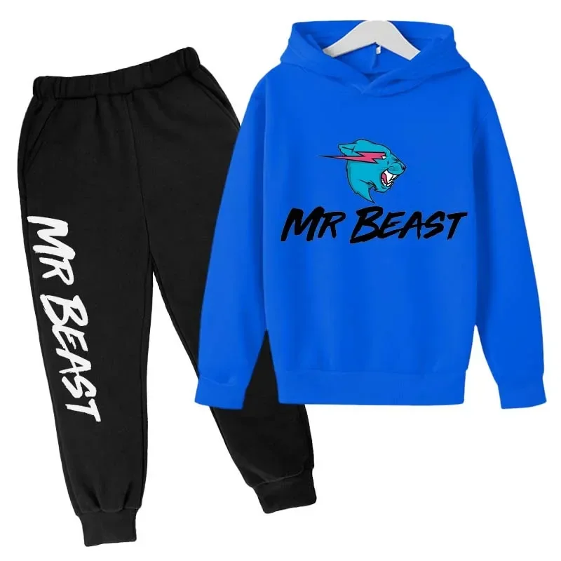 thumbnail image 1 of Conjunto de 2 piezas con capucha y pantalones para niños de 3 a 14 años, con estampado de celebridades de Internet y Youtube, primavera y otoño, 1 of 4