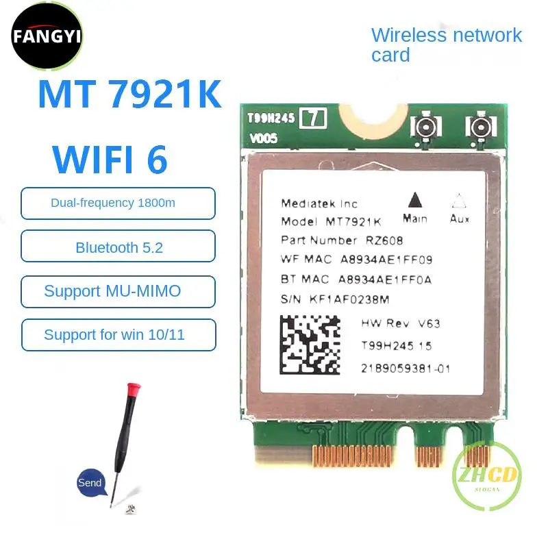 Wi-Fi 6 MediaTek MT7921k MT7921 wifi 6 1800M Bluetooth 5.2 wireless ...
