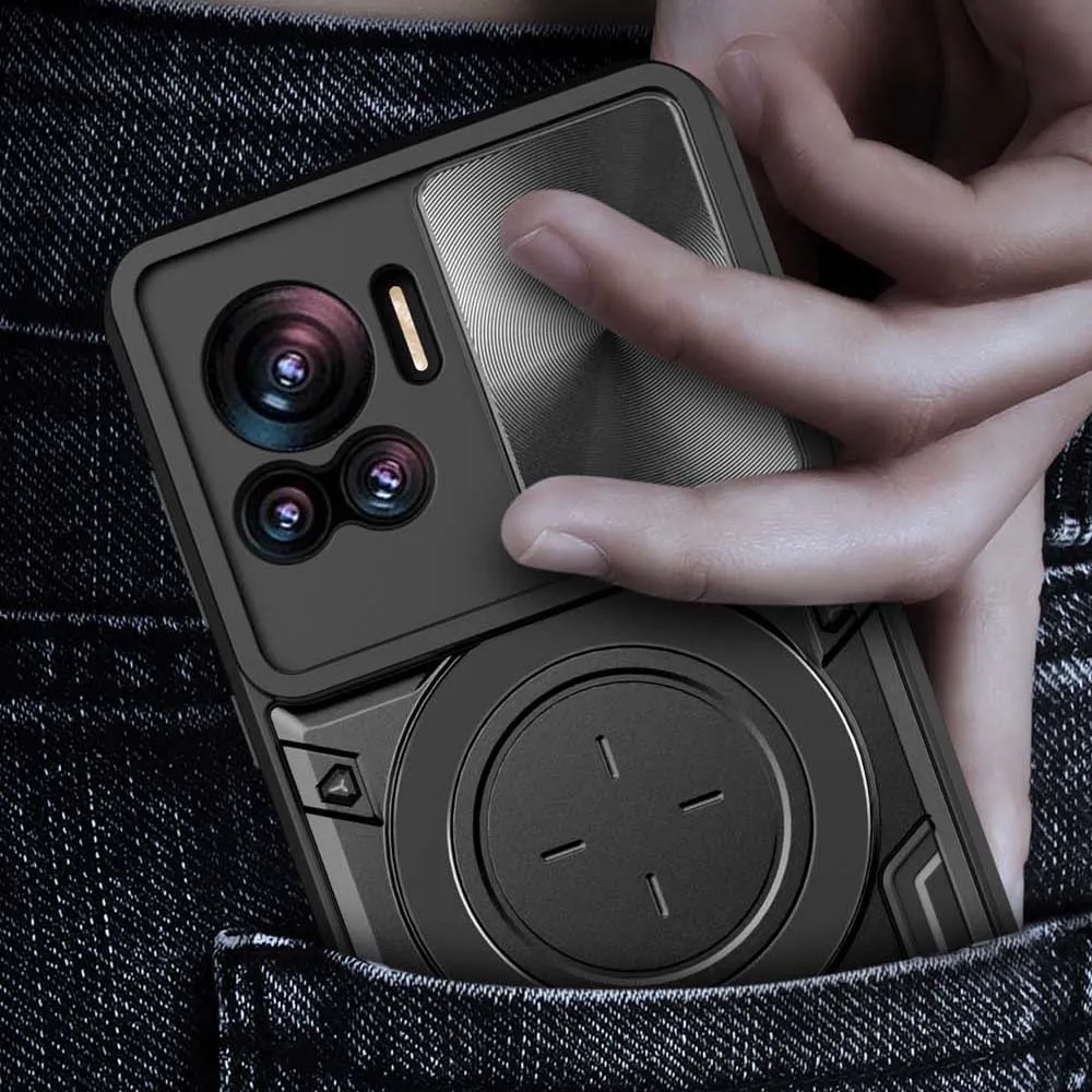 Magnetic Camera Protection Case with Ultra Fusion Armor and Metal Ring Back Cover