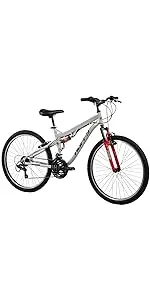 Huffy Stone Mountain mountain bike, grey with dual suspension
