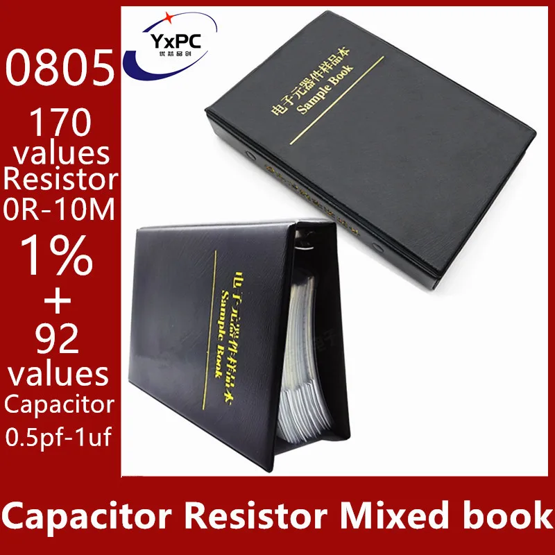 Capacitor Resistor Mixed book 0805 SMD (0Ω-10MΩ) Chip Resistor 1%+ (0.5pf-10uf) SMT Capacitor Assortment set Pack Sample Book capacitor resistor mixed book 0805 smd 0ω 10mω chip resistor 1% 0 5pf 10uf smt capacitor assortment set pack sample book