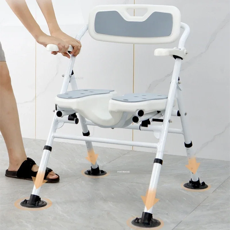 Foldable Bath Chair Wall-mounted Shower Seats with Armrests Home Portable Camping Chair Bathroom Elderly Special Non-slip Stool 4