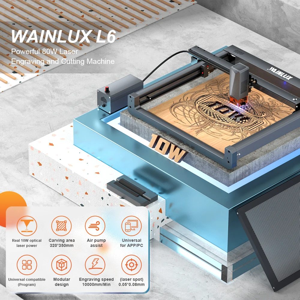 WAINLUXL6PortableLaserEngravingMachineWithAirAssistKits80W