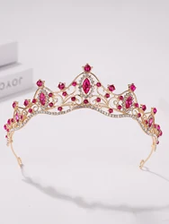Girl's Elegant Tiara Bridal Wedding Hair Accessory - Size fits all (Rose Red)