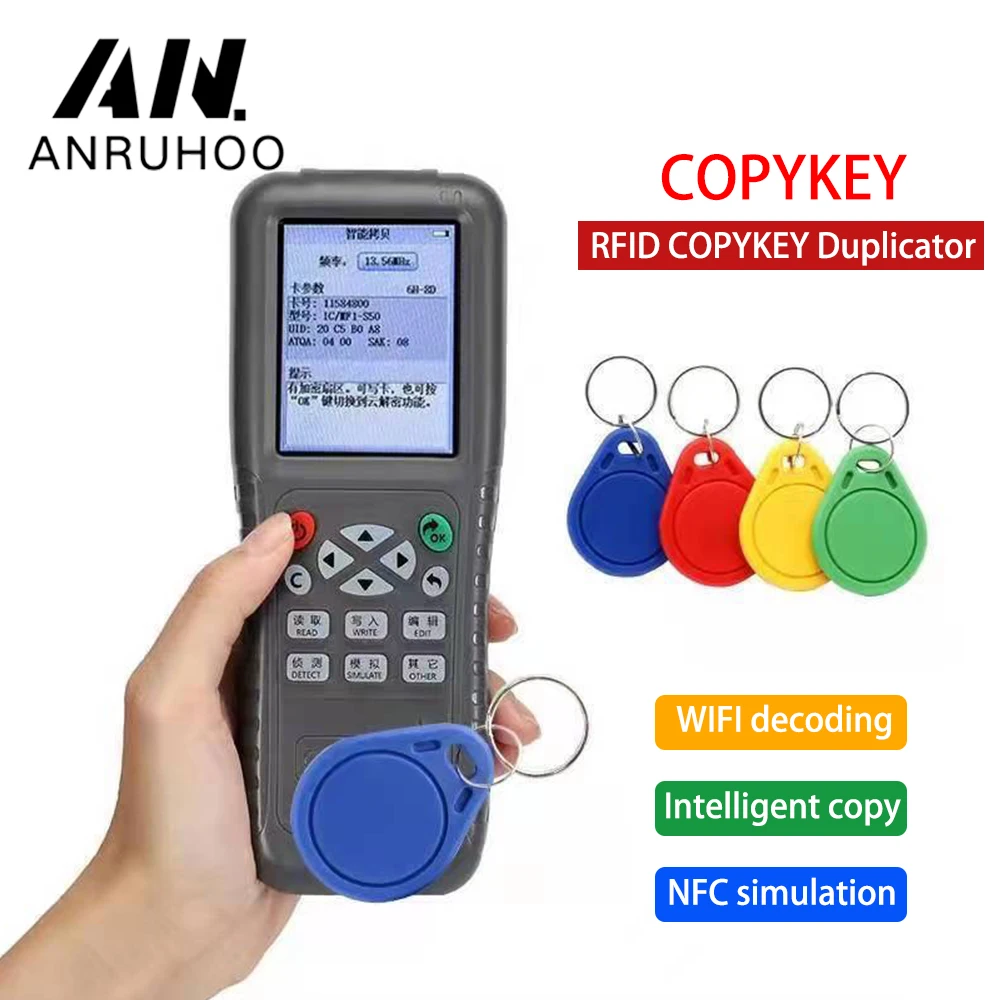 Rfid English Smart Chip Reader Nfc Analog Idic Card Decode Copy 13.56mhz 125khz Label Write 1k S50 T5577 Token Clone Duplicator