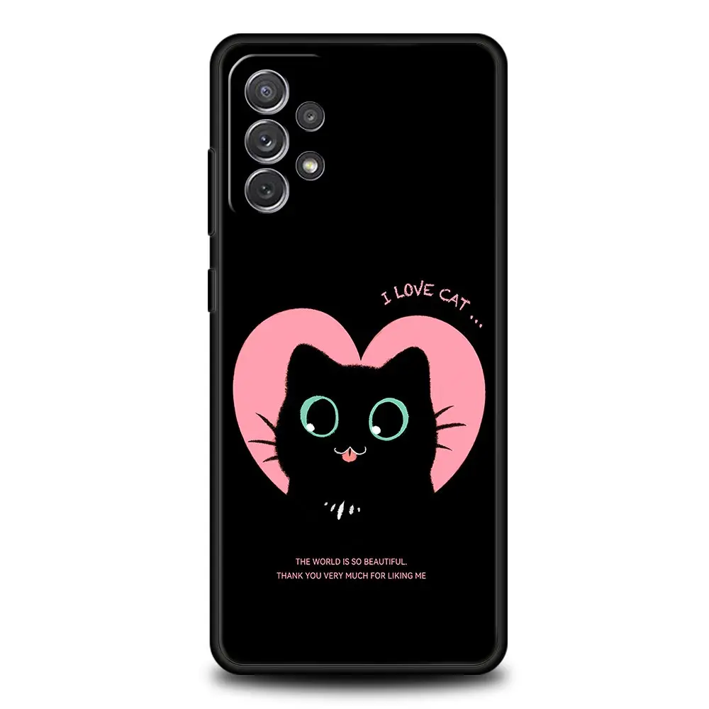 Charming Black Cat Cartoon Phone Case - Stylish Protective Cover