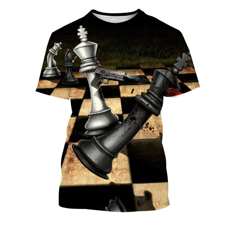 

Popular Chess 3D Printing T-Shirt For Men Women Cool Casual Short Sleeve Crew Neck T Shirt Sports Top Plus Size Tees Streetwear