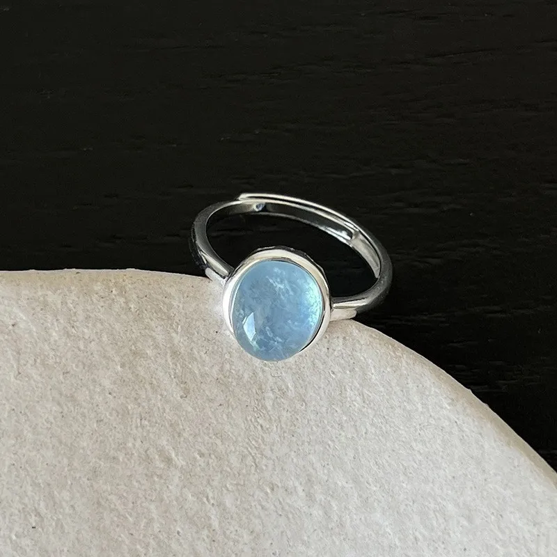

Large Adjustable Silver Rings for Women Blue CZ Narrow Simple Minimalist Open Adjustable Finger Rings Fashion Band Female Bijoux