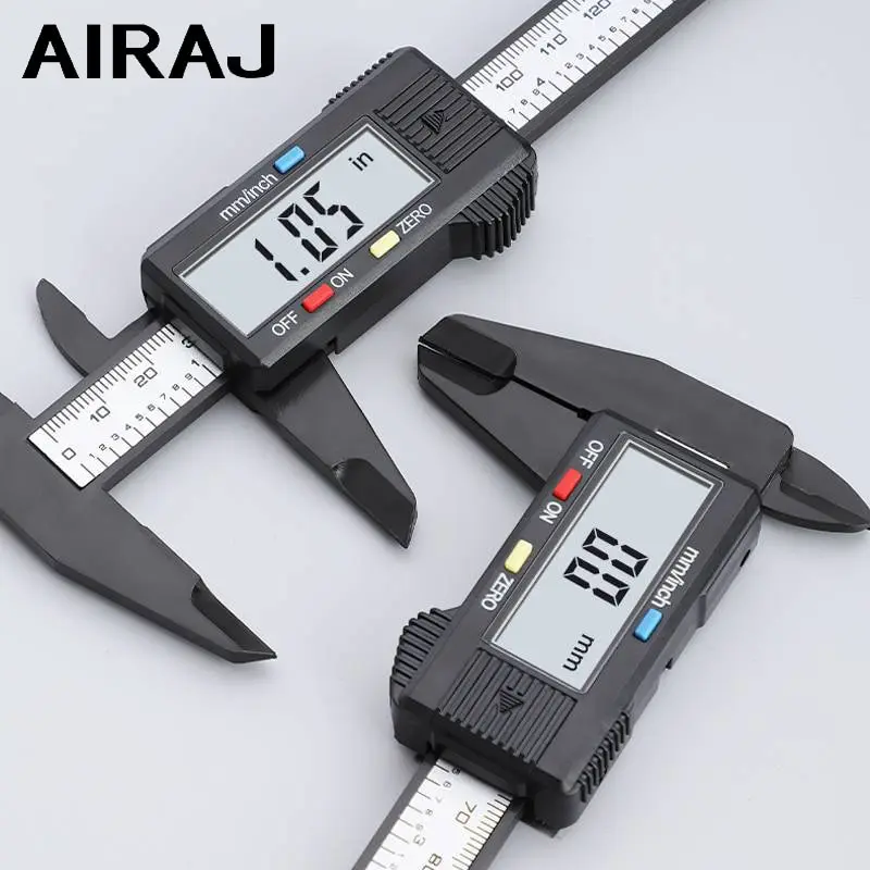 AIRAJ Digital Vernier Caliper 150MM, Plastic Measurement Tool with Inch Metric Fraction Conversion and Large LCD Display