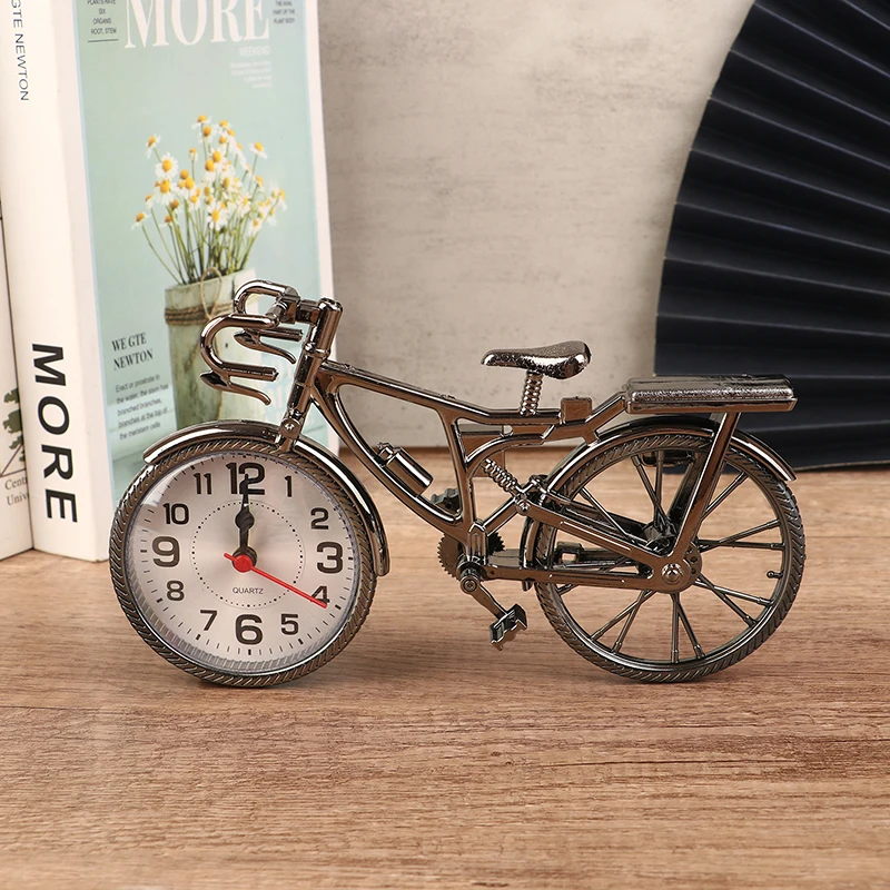 1pc Vintage Bicycle Shape Arabic Numeral Creative Table Alarm Clock Home Decor Room desktop Decoration Crafts Gift