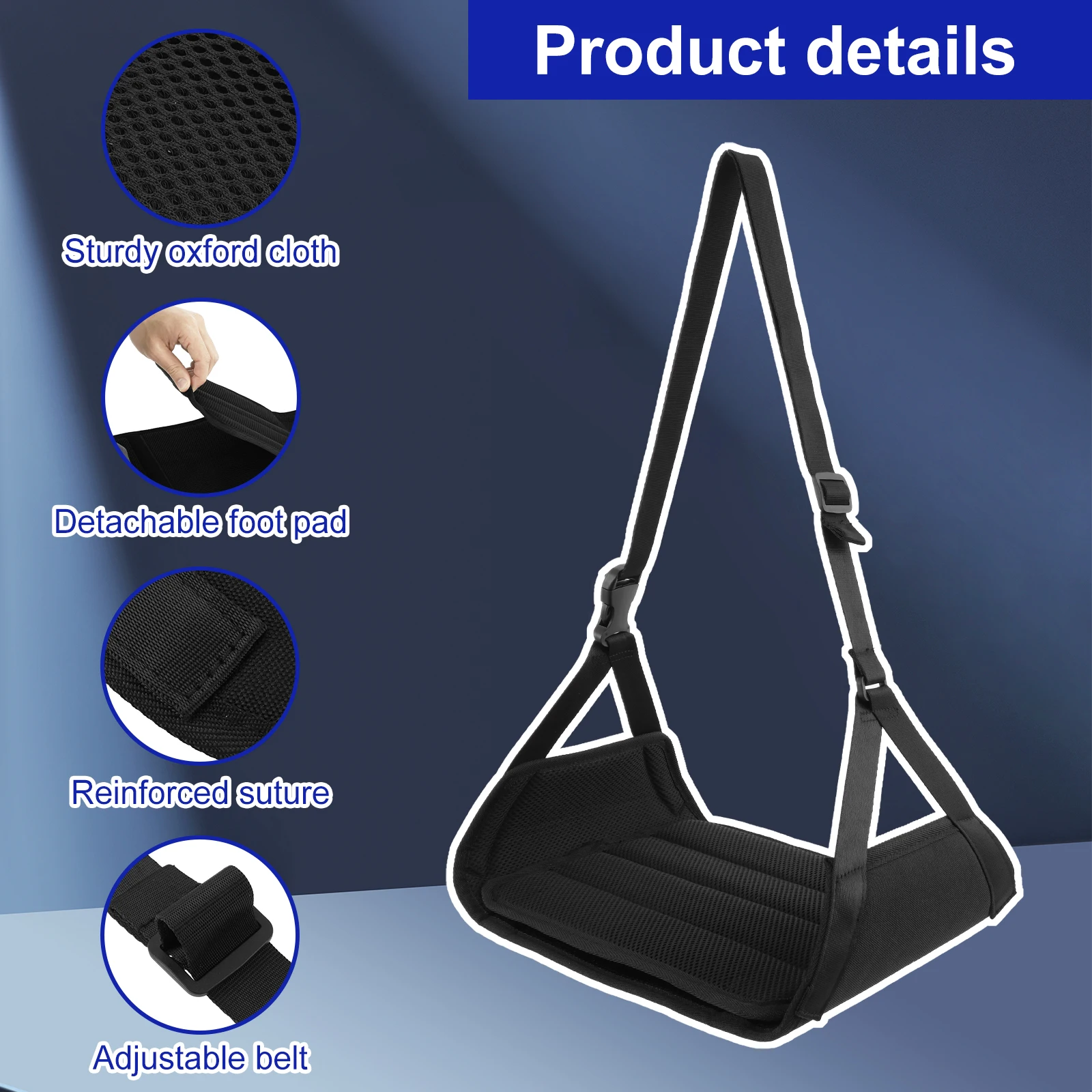 Airplane Foot Hammock Portable Oxford Cloth Footrest with Adjustable Strap Comfortable Plane Leg Hammock Car Travel Essential 4