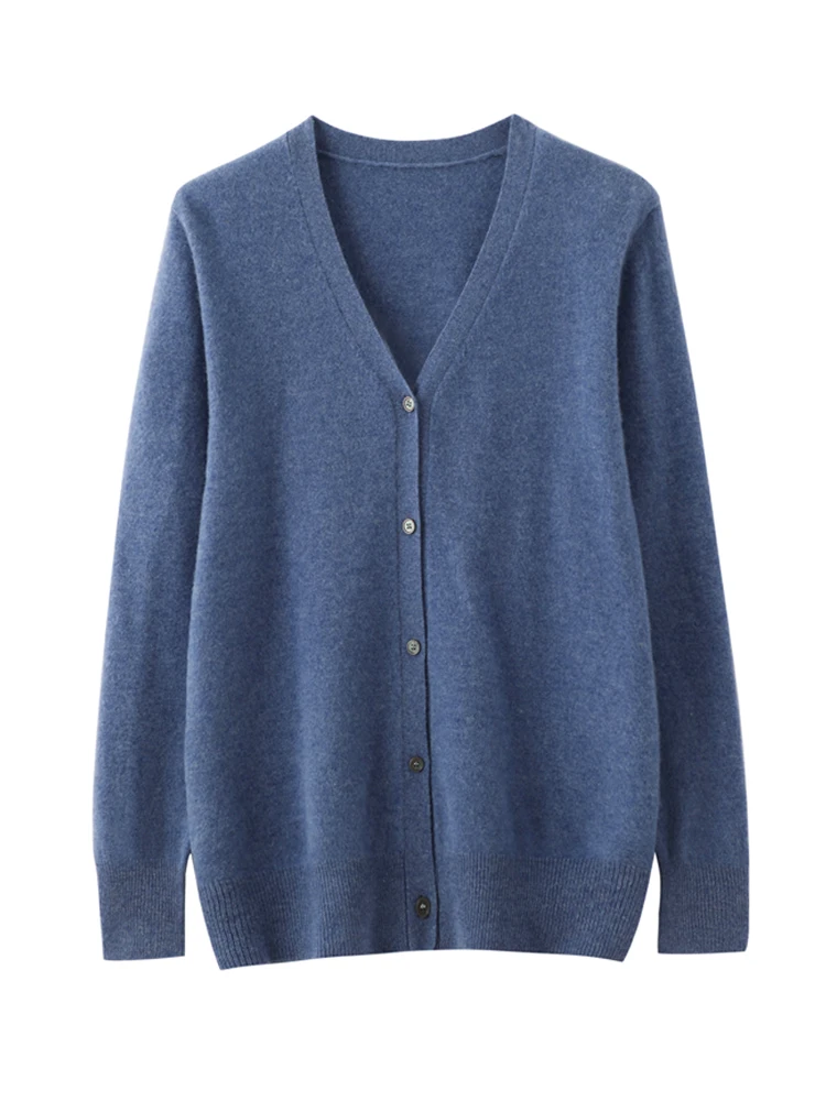 Fashion Men Wool Sweaters V-Neck Cardigan 100% Merino Wool Spring Autumn Soft Warm Long Sleeve Knitwear Shirts Smart Casual Tops