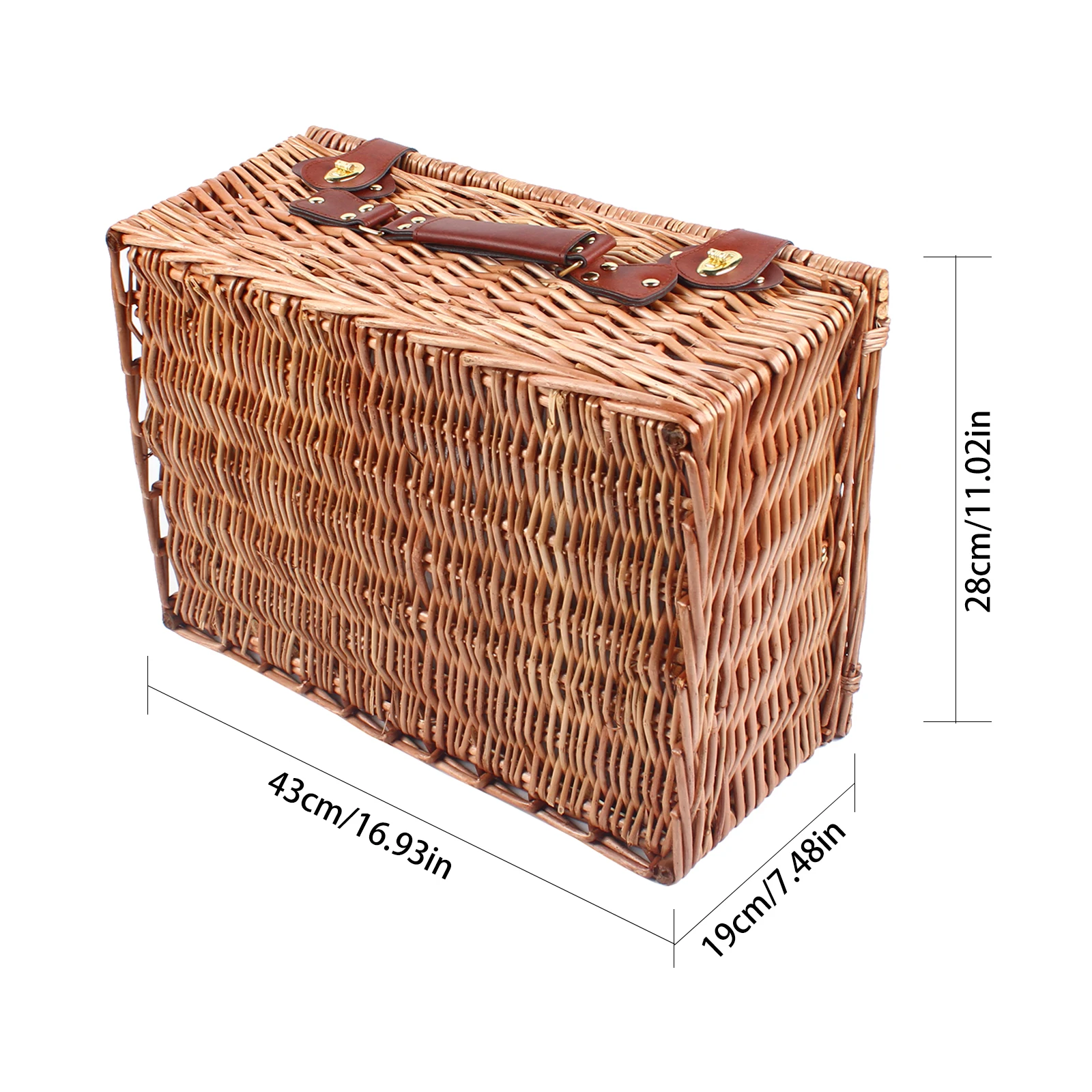 4 Person Insulated Picnic Basket Set Wicker Basket with Picnic Ware Set for Fruits Beverages Storage Camping Outdoor 6