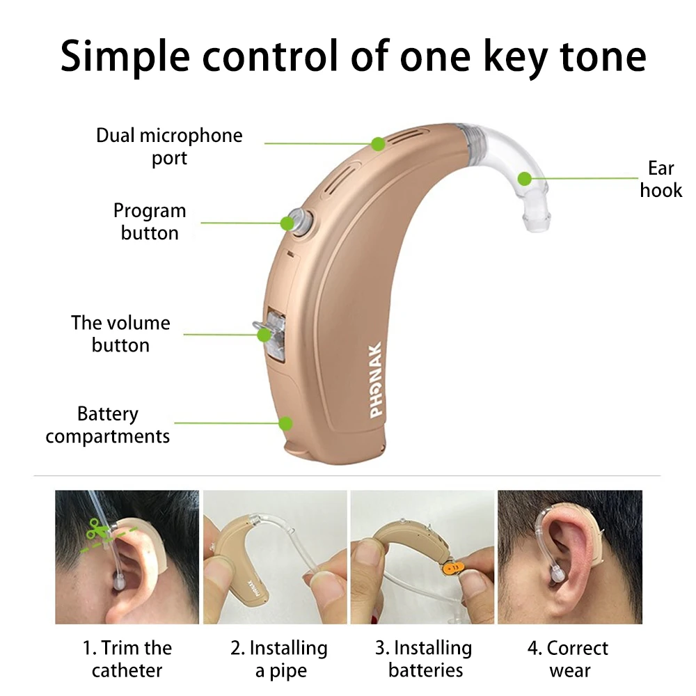 Phonak hearing aid 12channels Programmable Double Mic Baseo Q 120db Original High Power Imported Chips Hearing Aids for Deafness 2