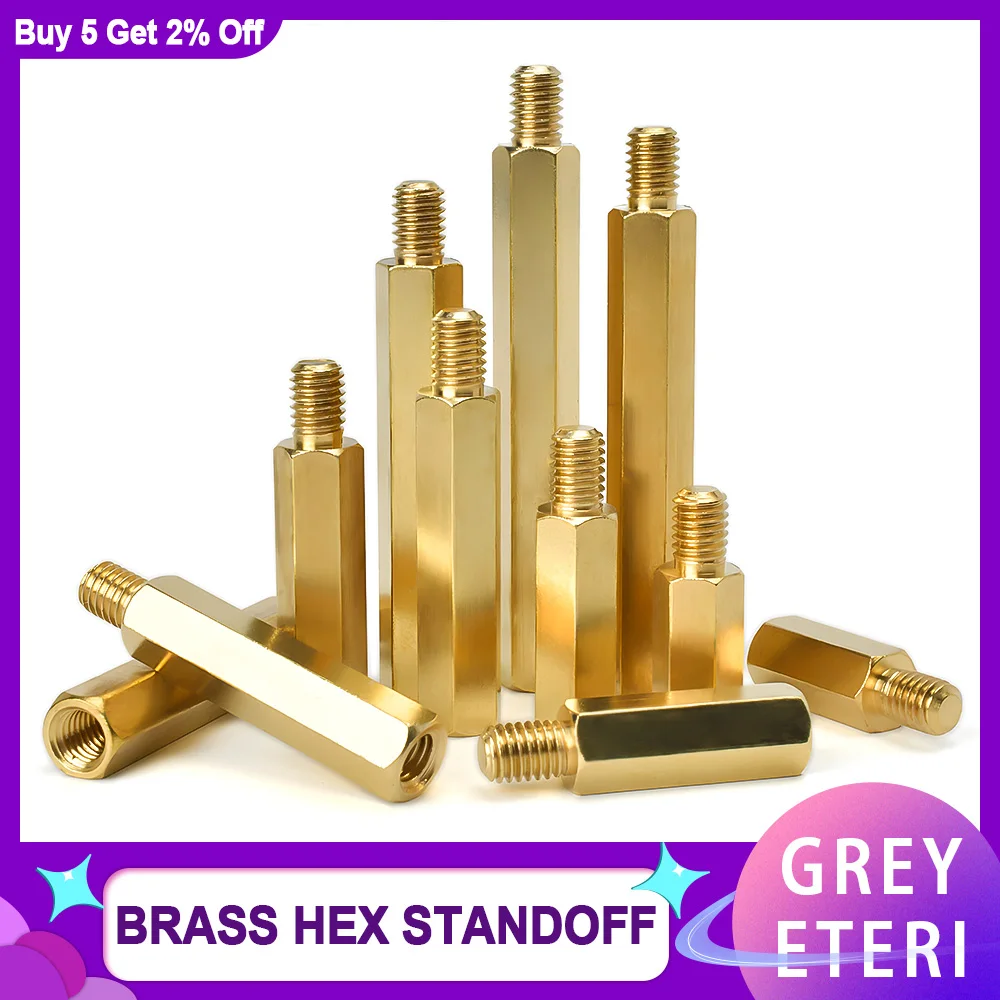 thumbnail image 1 of 10-50pcs Male-Female Hex Brass Motherboard Standoff Hexagonal PCB Support Rack Stud Mount Column Spacing Screw Bolt M2 M2.5M3M4, 1 of 4