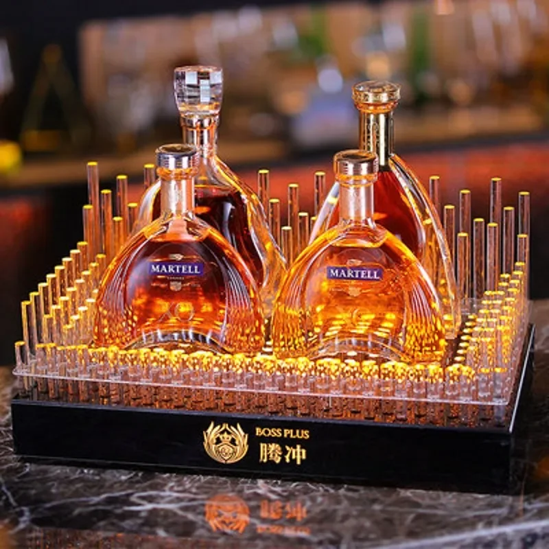 LED Lighted Liquor Bottle Display Shelf Glowing Ring Wine Champagne VIP Bottle Presenter For Bar Hotel Nightclub Villa