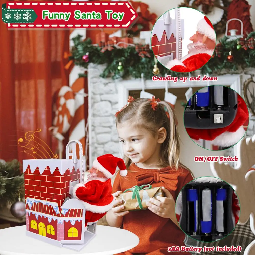 

Attractive Christmas Toy Plastic Decorative Great Electric Climbing Ladder Santa Claus Xmas Decoration