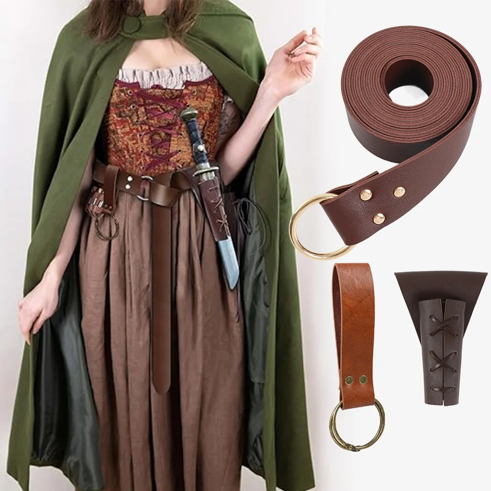 HZMAN Espada Rana De Cuero – Funda Para Cinturón Medieval Con Detalles Metálicos De Cobre, Ajustable, Ideal Para Cosplay Y Halloween (Lado Izquierdo)