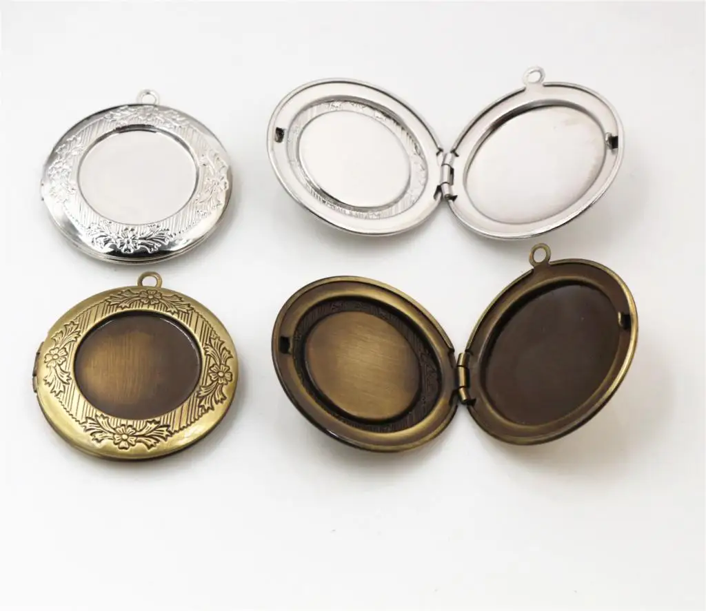 Set of 2 Photo Locket Pendants for DIY Necklace Crafting