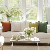Kitinjoy Chenille housses d'oreiller douces 18x18 lot de 2 housses d'oreiller décoratives en velours avec bord cousu pour canapé-lit 3