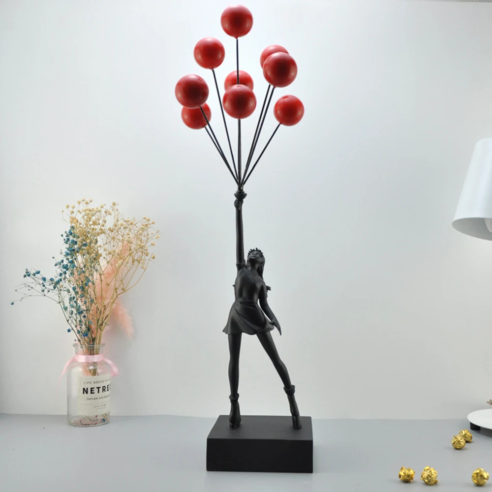 

Furnishing Banksy Resin Figures Sculpture 57cm Holding Balloon Girl Ornament Crafts European Style Home Decoration Room Decor