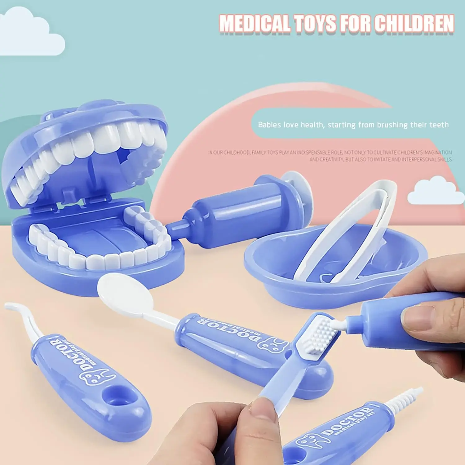 Montessori Educational Toys Children Early Learning Doctors Dentist Role Play Kits Kid Intelligence Brushing Tooth Teaching Aids 3