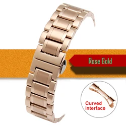 Stainless Steel Butterfly Buckle Bracelet Strap - 23mm (Rose - Gold)