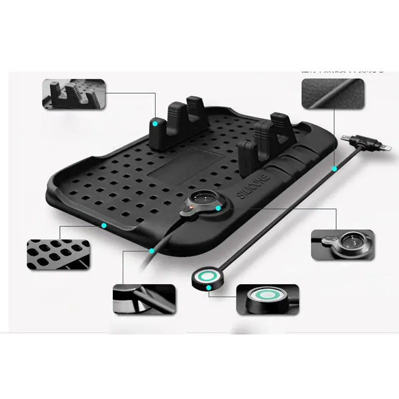 CHIZIYO New Design Multi-functional Magnetic Charge Of Silicone Anti-Slip Mat Car Navigation Mobile Phone USB Charger