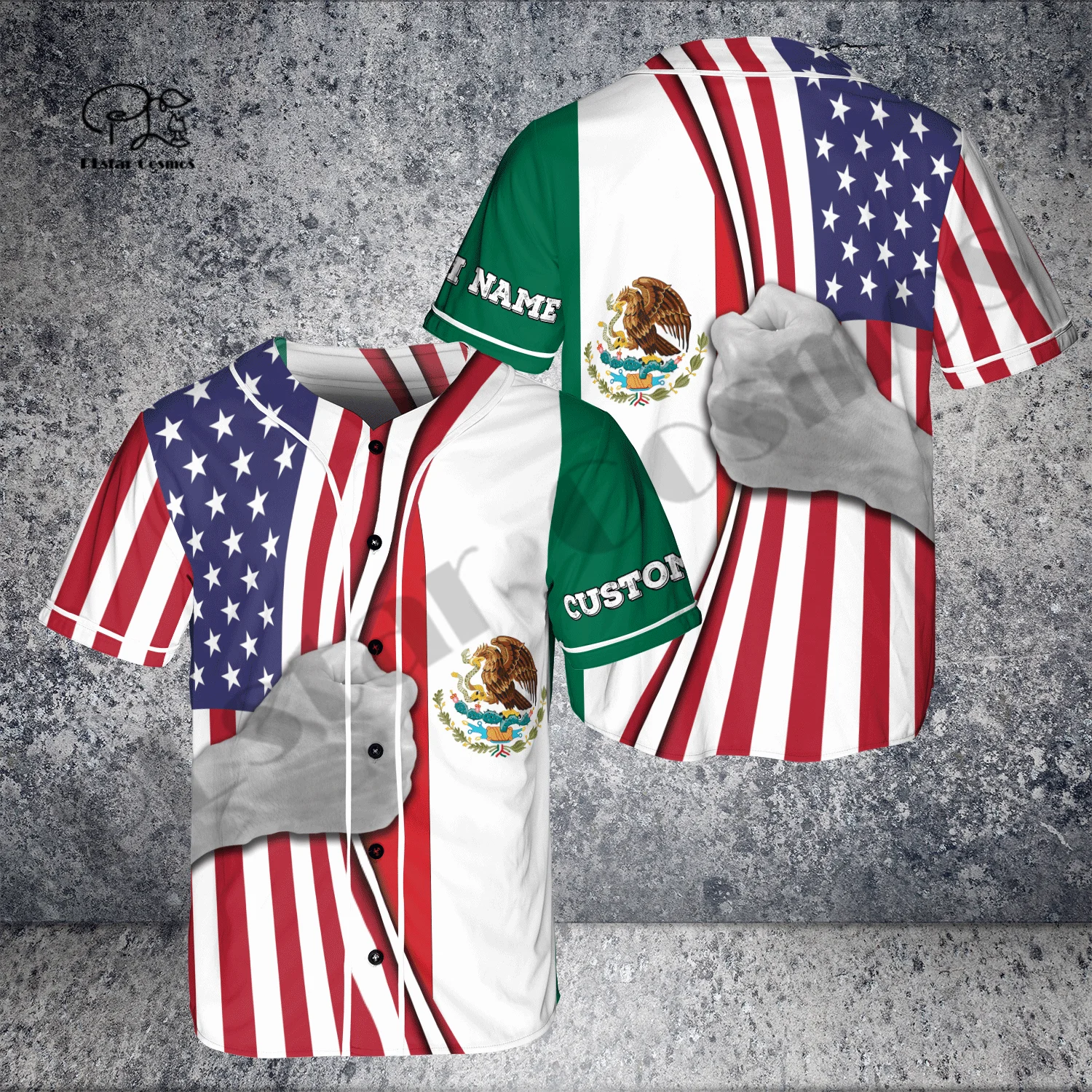 PLstar Cosmos Mexico Custom Name Baseball Shirt Jersey Summer NewFashion 3DPrint Funny Beach Short Sleeve Sport Casual A-1