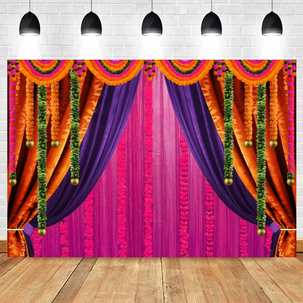 Indischer Pooja-Fotohintergrund – Mit Ringelblumen, Bananenblättern & Ganesh | 2,4x1,8 M | Waschbar & Mehrfach Nutzbar