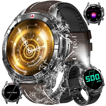 1.52" HD Touchscreen Smart Watch for Men, IP68 Waterproof,Calls/LED Flashlight/500mAh Battery/100+ Sport Modes,Fitness Tracker 1